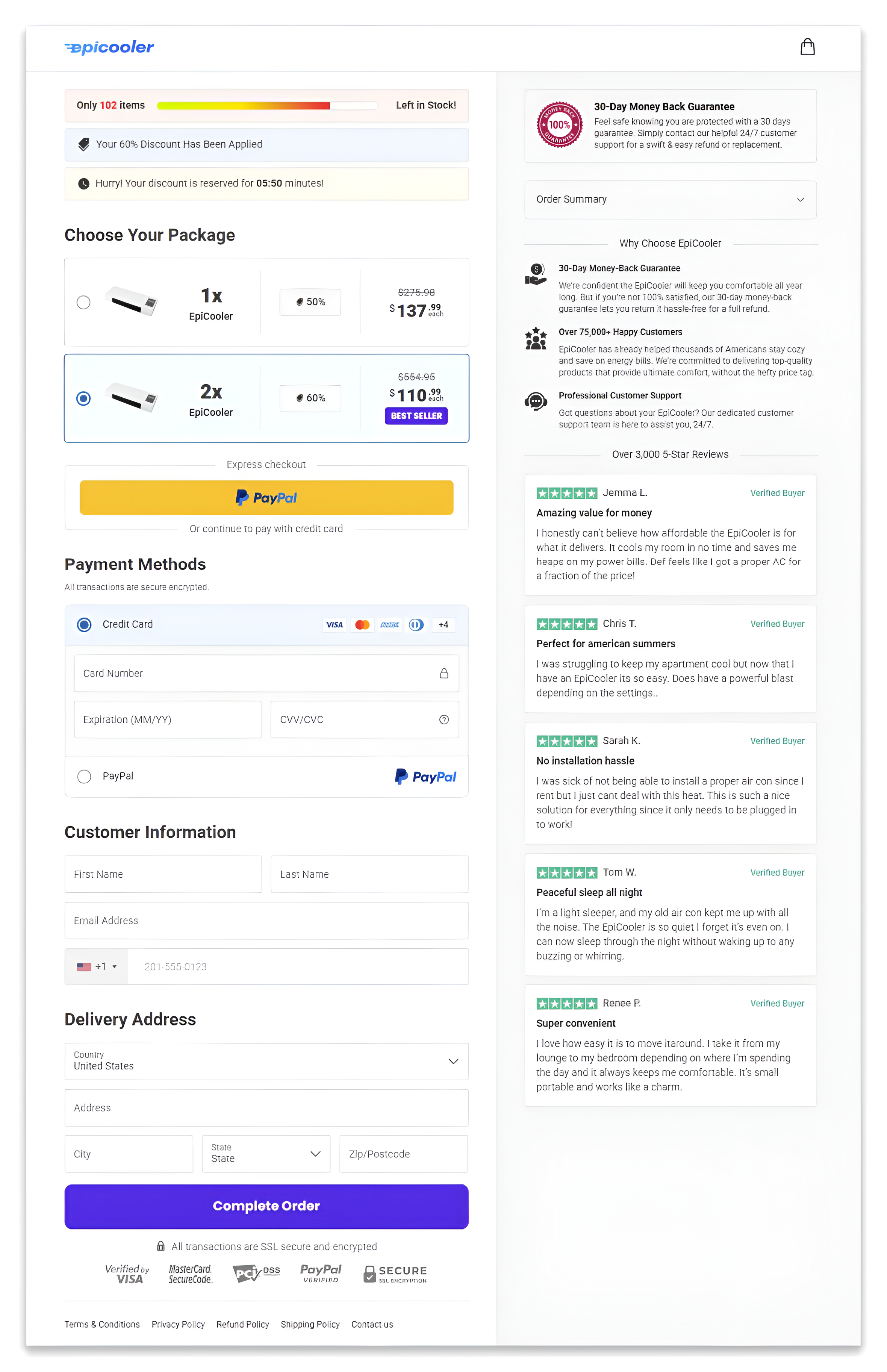 EpiCooler checkout page